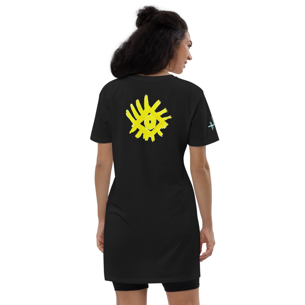 Eyes 1 - Vestido camiseta de algodón orgánico