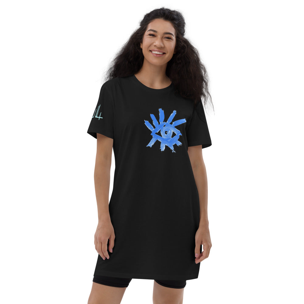Eyes 1 - Vestido camiseta de algodón orgánico