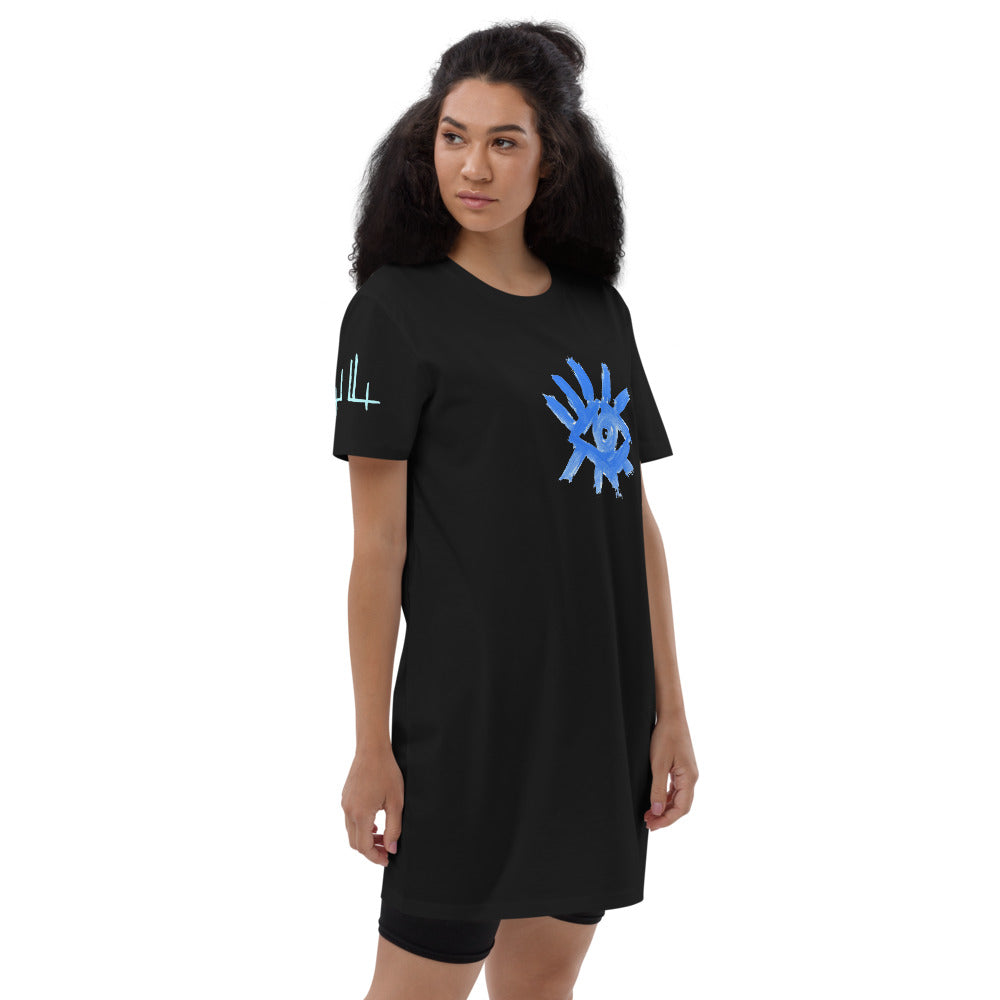 Eyes 1 - Vestido camiseta de algodón orgánico
