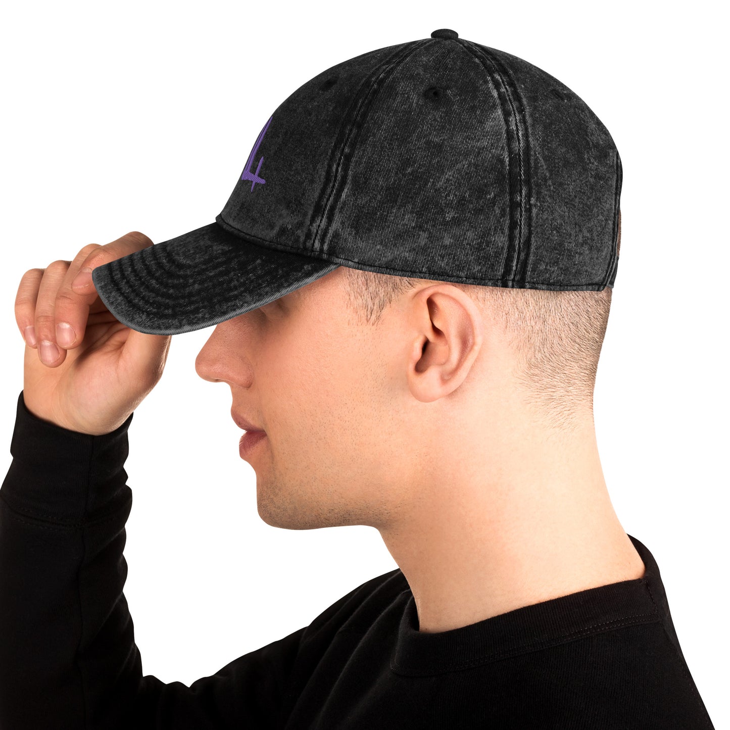 Casquette Vintage en Sergé de Coton - signature violette