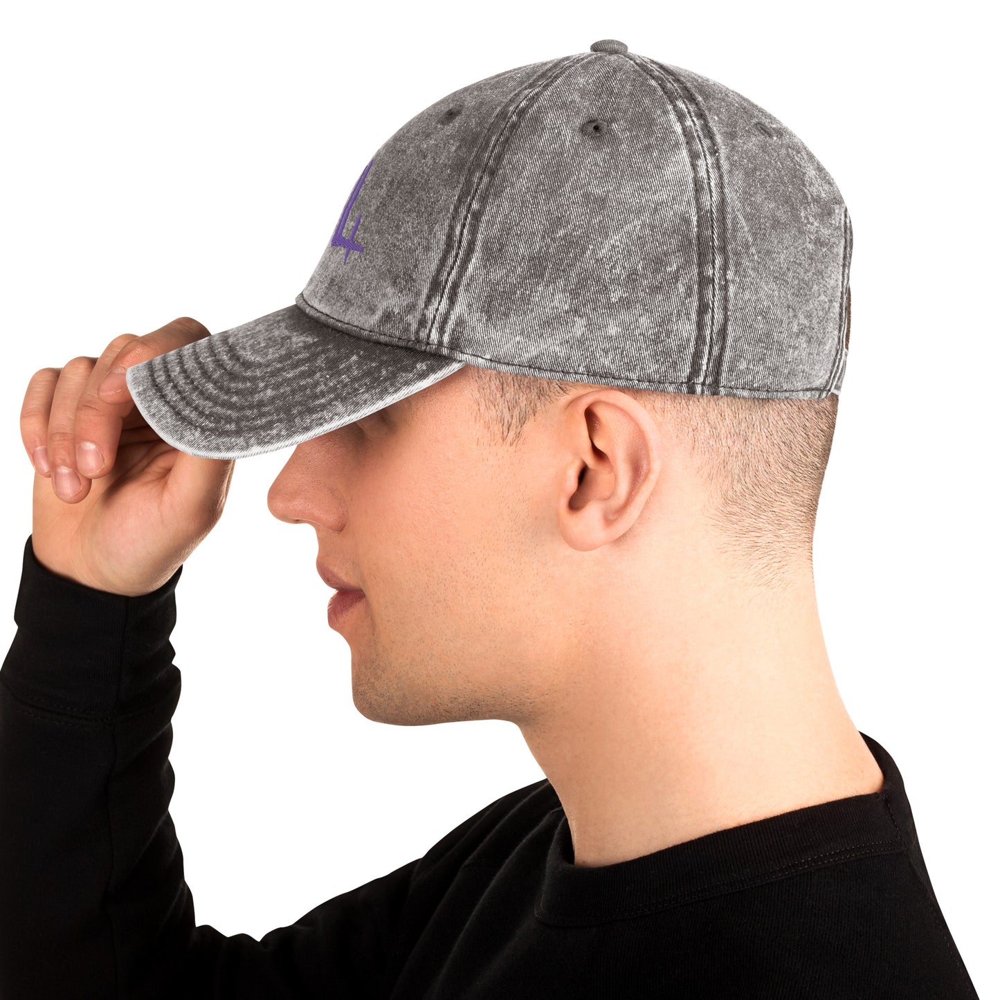 Casquette Vintage en Sergé de Coton - signature violette