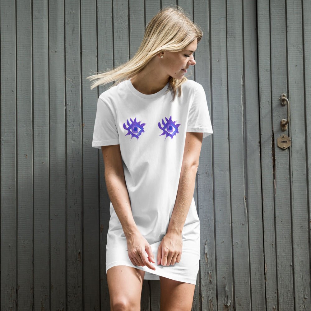 Regarde - moi dans les yeux / Look me in the eyes - Robe t-shirt en coton bio - Jiel - artiste