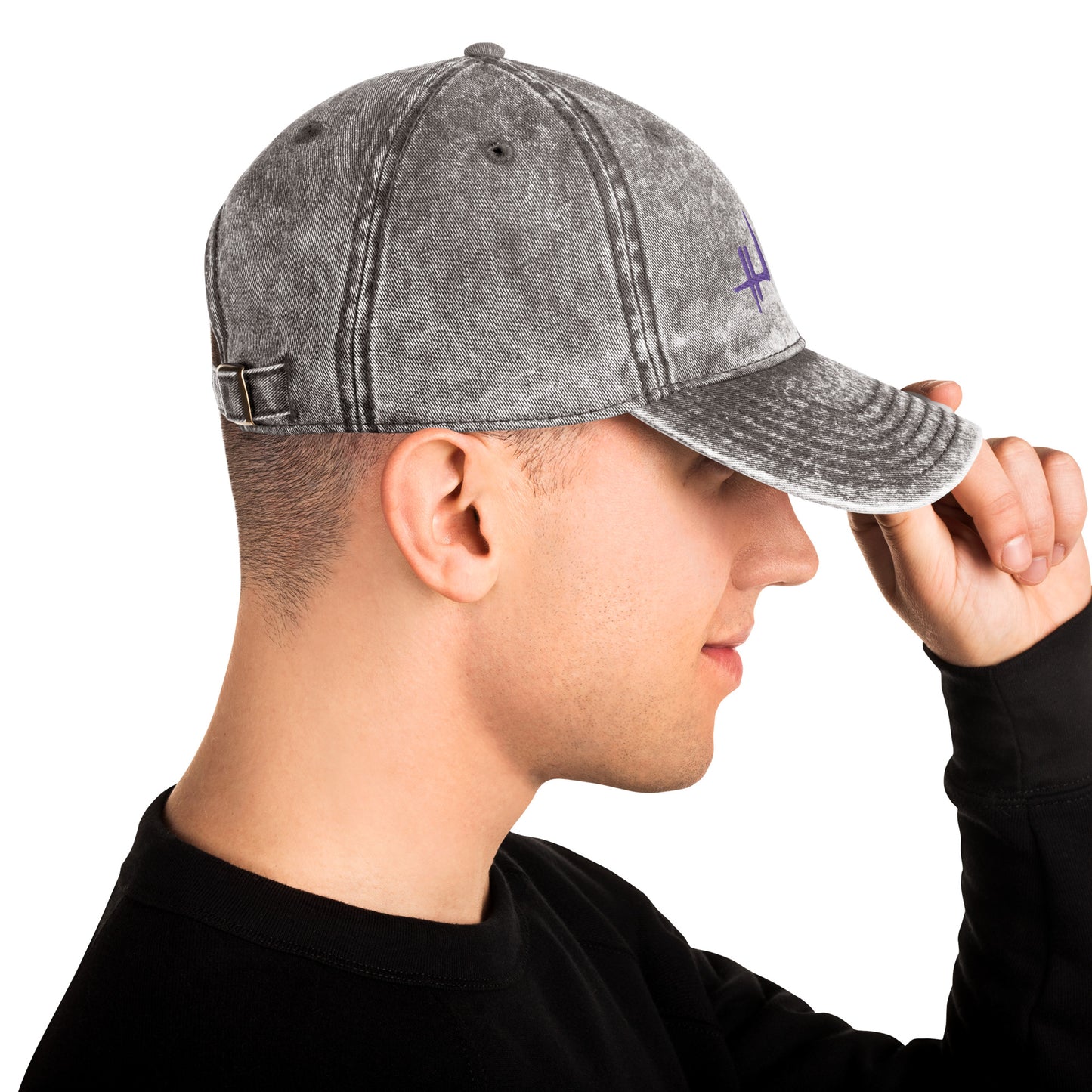 Gorra vintage de sarga de algodón - firma violeta